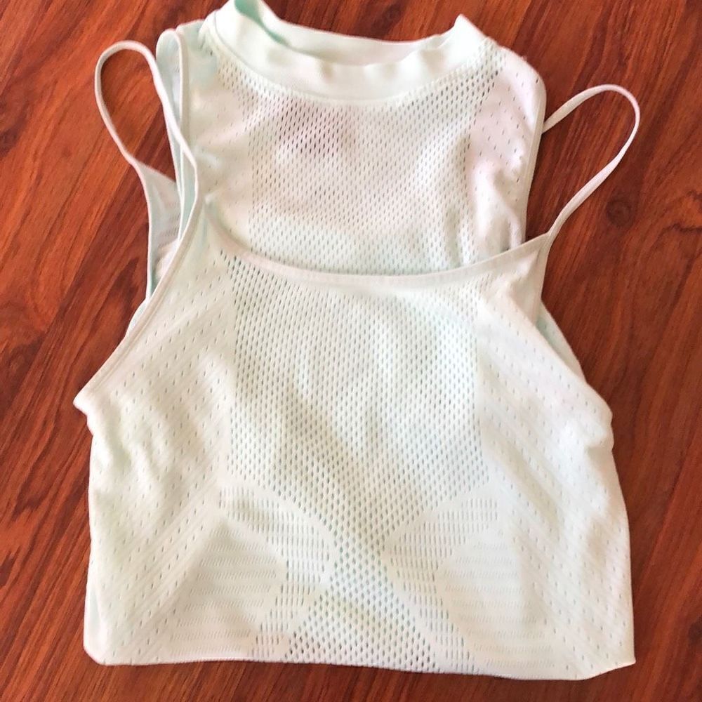 Nike Mint green Fishnet Mock turtleneck Layered top xs￼